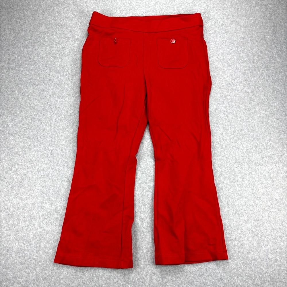 Cato Pants Womens Large Red Capri Stretch Patch Pocket Bootcut High Rise Pull On